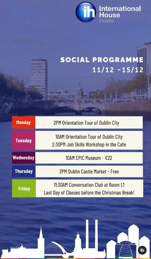 IH Dublin social programme